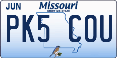 MO license plate PK5C0U