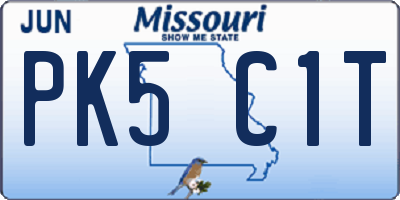MO license plate PK5C1T