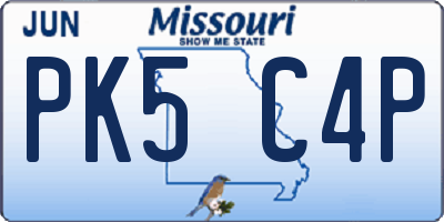 MO license plate PK5C4P