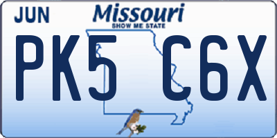 MO license plate PK5C6X