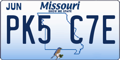 MO license plate PK5C7E