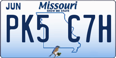 MO license plate PK5C7H