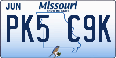 MO license plate PK5C9K