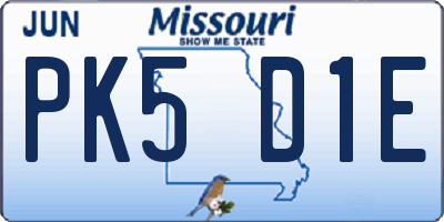 MO license plate PK5D1E