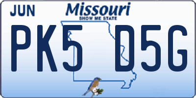 MO license plate PK5D5G