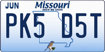 MO license plate PK5D5T