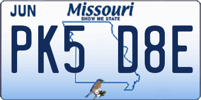 MO license plate PK5D8E