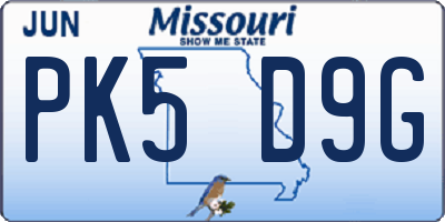 MO license plate PK5D9G