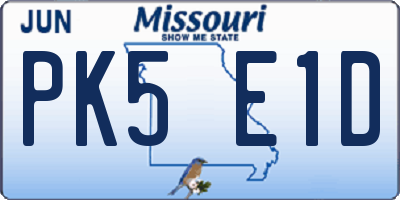 MO license plate PK5E1D