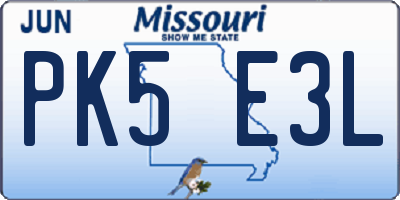 MO license plate PK5E3L