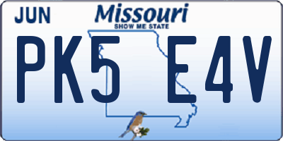 MO license plate PK5E4V