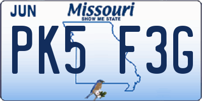 MO license plate PK5F3G