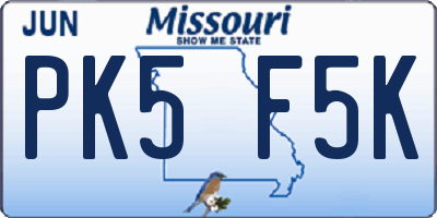 MO license plate PK5F5K