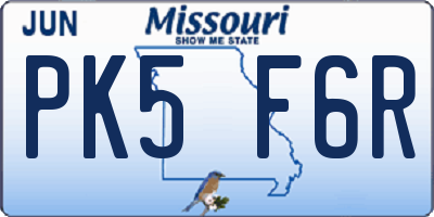 MO license plate PK5F6R