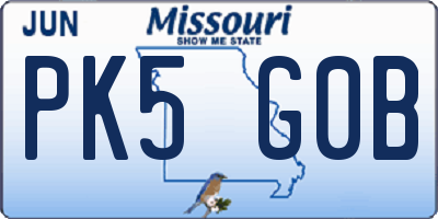 MO license plate PK5G0B