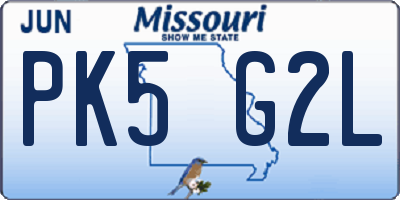 MO license plate PK5G2L