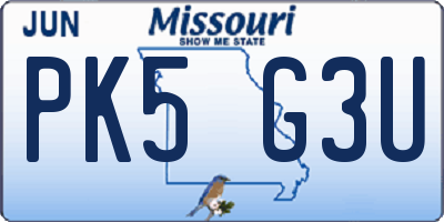MO license plate PK5G3U