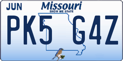 MO license plate PK5G4Z