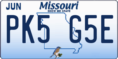 MO license plate PK5G5E