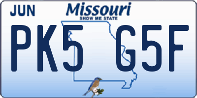 MO license plate PK5G5F