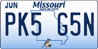 MO license plate PK5G5N