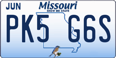 MO license plate PK5G6S