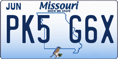 MO license plate PK5G6X
