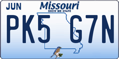 MO license plate PK5G7N