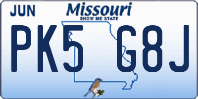 MO license plate PK5G8J