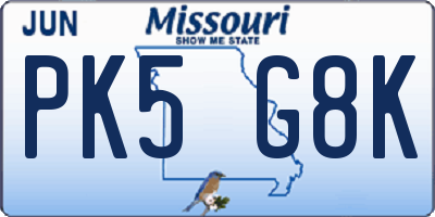 MO license plate PK5G8K