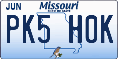 MO license plate PK5H0K