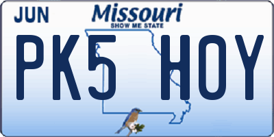 MO license plate PK5H0Y