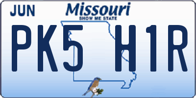 MO license plate PK5H1R