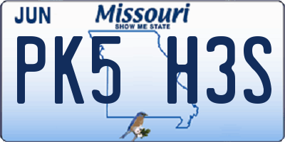 MO license plate PK5H3S