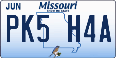 MO license plate PK5H4A