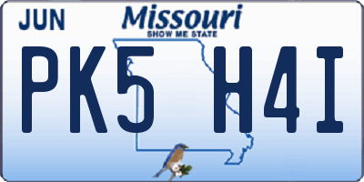 MO license plate PK5H4I