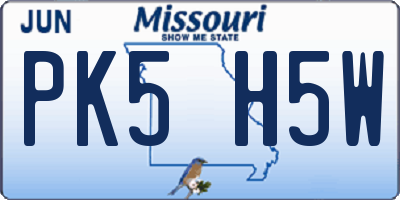 MO license plate PK5H5W