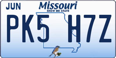 MO license plate PK5H7Z