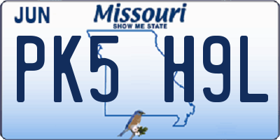 MO license plate PK5H9L