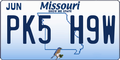 MO license plate PK5H9W