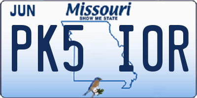 MO license plate PK5I0R