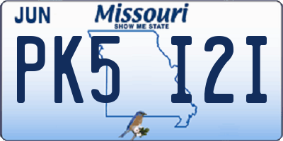 MO license plate PK5I2I