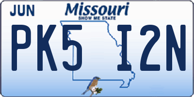 MO license plate PK5I2N