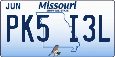 MO license plate PK5I3L
