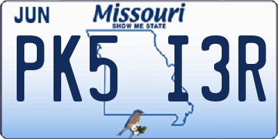 MO license plate PK5I3R