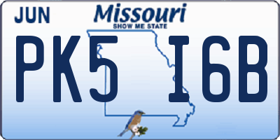 MO license plate PK5I6B