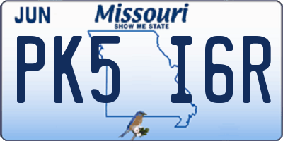 MO license plate PK5I6R