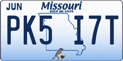 MO license plate PK5I7T