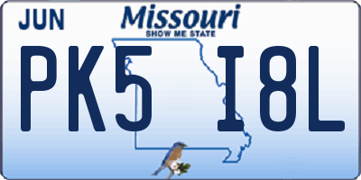MO license plate PK5I8L