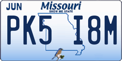 MO license plate PK5I8M